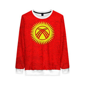 Женский свитшот 3D с принтом Киргизия в Белгороде, 100% полиэстер с мягким внутренним слоем | круглый вырез горловины, мягкая резинка на манжетах и поясе, свободная посадка по фигуре | киргиз | киргизия | киргизский | кыргызстан | национальный | нация | флаг | флаги