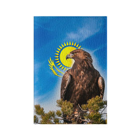 Обложка для паспорта матовая кожа с принтом Беркут в Белгороде, натуральная матовая кожа | размер 19,3 х 13,7 см; прозрачные пластиковые крепления | Тематика изображения на принте: беркут | казах | казахский | казахстан | национальный | нация | республика | рк | флаг | флаги