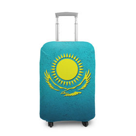 Чехол для чемодана 3D с принтом Флаг Казахстана в Белгороде, 86% полиэфир, 14% спандекс | двустороннее нанесение принта, прорези для ручек и колес | Тематика изображения на принте: казах | казахский | казахстан | национальный | нация | республика | рк | флаг | флаги