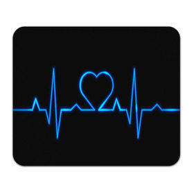 Коврик прямоугольный с принтом Ритм сердца в Белгороде, натуральный каучук | размер 230 х 185 мм; запечатка лицевой стороны | Тематика изображения на принте: ритм | сердце | синяя | черная | электро