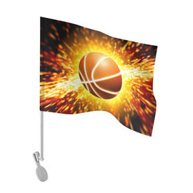 Флаг для автомобиля с принтом Баскетбольный мяч в Белгороде, 100% полиэстер | Размер: 30*21 см | взрыв | искры | огонь | пламя