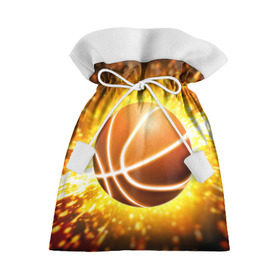 Подарочный 3D мешок с принтом Баскетбольный мяч в Белгороде, 100% полиэстер | Размер: 29*39 см | Тематика изображения на принте: взрыв | искры | огонь | пламя