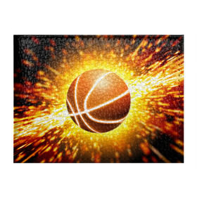 Обложка для студенческого билета с принтом Баскетбольный мяч в Белгороде, натуральная кожа | Размер: 11*8 см; Печать на всей внешней стороне | Тематика изображения на принте: взрыв | искры | огонь | пламя
