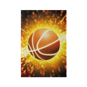 Обложка для паспорта матовая кожа с принтом Баскетбольный мяч в Белгороде, натуральная матовая кожа | размер 19,3 х 13,7 см; прозрачные пластиковые крепления | Тематика изображения на принте: взрыв | искры | огонь | пламя