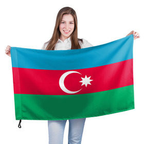 Флаг 3D с принтом Азербайджан в Белгороде, 100% полиэстер | плотность ткани — 95 г/м2, размер — 67 х 109 см. Принт наносится с одной стороны | страна | флаг