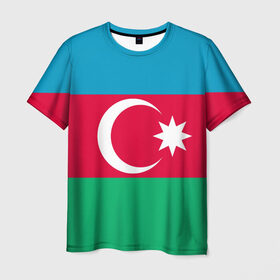 Мужская футболка 3D с принтом Азербайджан в Белгороде, 100% полиэфир | прямой крой, круглый вырез горловины, длина до линии бедер | страна | флаг