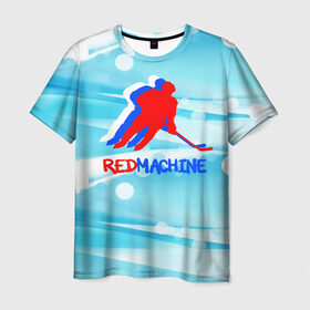 Мужская футболка 3D с принтом Red machine (триколор) в Белгороде, 100% полиэфир | прямой крой, круглый вырез горловины, длина до линии бедер | red machine | красная машина | сборная россии | хоккей