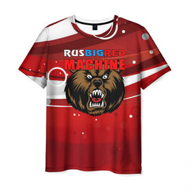 Мужская футболка 3D с принтом Rus big red maсhine в Белгороде, 100% полиэфир | прямой крой, круглый вырез горловины, длина до линии бедер | Тематика изображения на принте: red maсhine | красная машина | сборная россии | хоккей