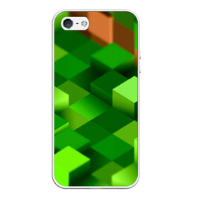 Чехол для iPhone 5/5S матовый с принтом Minecraft в Белгороде, Силикон | Область печати: задняя сторона чехла, без боковых панелей | green | зеленый