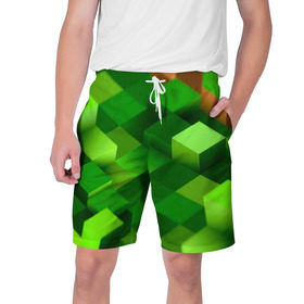 Мужские шорты 3D с принтом Minecraft в Белгороде,  полиэстер 100% | прямой крой, два кармана без застежек по бокам. Мягкая трикотажная резинка на поясе, внутри которой широкие завязки. Длина чуть выше колен | green | зеленый