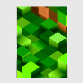 Постер с принтом Minecraft в Белгороде, 100% бумага
 | бумага, плотность 150 мг. Матовая, но за счет высокого коэффициента гладкости имеет небольшой блеск и дает на свету блики, но в отличии от глянцевой бумаги не покрыта лаком | green | зеленый