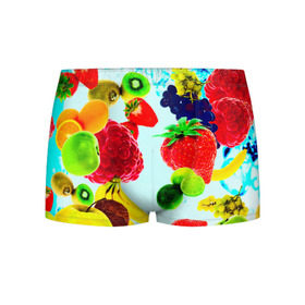 Мужские трусы 3D с принтом Коктейль в Белгороде, 50% хлопок, 50% полиэстер | классическая посадка, на поясе мягкая тканевая резинка | Тематика изображения на принте: лето | фрукты | цветной | ягоды | яркий