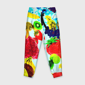 Детские брюки 3D с принтом Коктейль в Белгороде, 100% полиэстер | манжеты по низу, эластичный пояс регулируется шнурком, по бокам два кармана без застежек, внутренняя часть кармана из мелкой сетки | лето | фрукты | цветной | ягоды | яркий