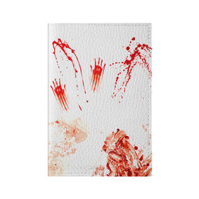 Обложка для паспорта матовая кожа с принтом Порезался в Белгороде, натуральная матовая кожа | размер 19,3 х 13,7 см; прозрачные пластиковые крепления | кровь | мясо | разводы | следы