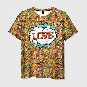Мужская футболка 3D с принтом Поп-арт 1 в Белгороде, 100% полиэфир | прямой крой, круглый вырез горловины, длина до линии бедер | love | pop art | искусство | комикс | любовь | поп арт