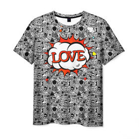 Мужская футболка 3D с принтом Поп-арт 3 в Белгороде, 100% полиэфир | прямой крой, круглый вырез горловины, длина до линии бедер | love | pop art | искусство | комикс | любовь | поп арт