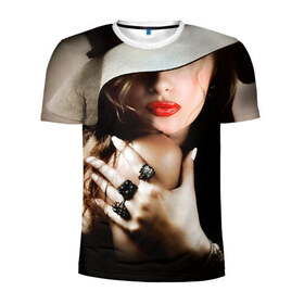 Мужская футболка 3D спортивная с принтом Женщина вамп в Белгороде, 100% полиэстер с улучшенными характеристиками | приталенный силуэт, круглая горловина, широкие плечи, сужается к линии бедра | girl | hot | swag | вамп | девочки | девушки | сваг | свег