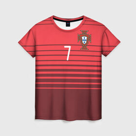 Женская футболка 3D с принтом Роналду сборная Португалии в Белгороде, 100% полиэфир ( синтетическое хлопкоподобное полотно) | прямой крой, круглый вырез горловины, длина до линии бедер | cr7 | euro | real | ronaldo | евро | португалия | реал | роналдо