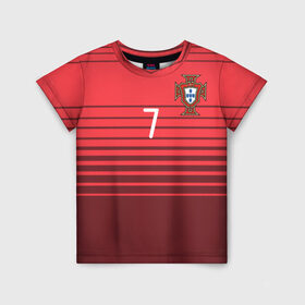 Детская футболка 3D с принтом Роналду сборная Португалии в Белгороде, 100% гипоаллергенный полиэфир | прямой крой, круглый вырез горловины, длина до линии бедер, чуть спущенное плечо, ткань немного тянется | cr7 | euro | real | ronaldo | евро | португалия | реал | роналдо