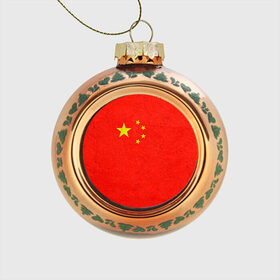 Стеклянный ёлочный шар с принтом Китай в Белгороде, Стекло | Диаметр: 80 мм | china | country | государство | китай | кнр | страна | флаг | флаги