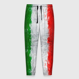 Мужские брюки 3D с принтом Италия в Белгороде, 100% полиэстер | манжеты по низу, эластичный пояс регулируется шнурком, по бокам два кармана без застежек, внутренняя часть кармана из мелкой сетки | Тематика изображения на принте: country | italy | государство | италия | страна | флаг | флаги