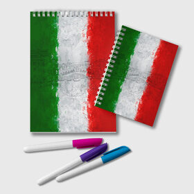 Блокнот с принтом Италия в Белгороде, 100% бумага | 48 листов, плотность листов — 60 г/м2, плотность картонной обложки — 250 г/м2. Листы скреплены удобной пружинной спиралью. Цвет линий — светло-серый
 | Тематика изображения на принте: country | italy | государство | италия | страна | флаг | флаги