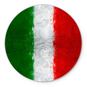 Коврик круглый с принтом Италия в Белгороде, резина и полиэстер | круглая форма, изображение наносится на всю лицевую часть | country | italy | государство | италия | страна | флаг | флаги