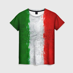 Женская футболка 3D с принтом Италия в Белгороде, 100% полиэфир ( синтетическое хлопкоподобное полотно) | прямой крой, круглый вырез горловины, длина до линии бедер | Тематика изображения на принте: country | italy | государство | италия | страна | флаг | флаги