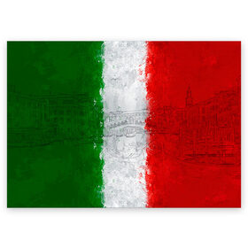 Поздравительная открытка с принтом Италия в Белгороде, 100% бумага | плотность бумаги 280 г/м2, матовая, на обратной стороне линовка и место для марки
 | Тематика изображения на принте: country | italy | государство | италия | страна | флаг | флаги