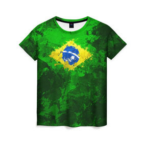Женская футболка 3D с принтом Бразилия в Белгороде, 100% полиэфир ( синтетическое хлопкоподобное полотно) | прямой крой, круглый вырез горловины, длина до линии бедер | brazil | country | бразилия | государство | страна | флаг | флаги