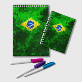 Блокнот с принтом Бразилия в Белгороде, 100% бумага | 48 листов, плотность листов — 60 г/м2, плотность картонной обложки — 250 г/м2. Листы скреплены удобной пружинной спиралью. Цвет линий — светло-серый
 | brazil | country | бразилия | государство | страна | флаг | флаги