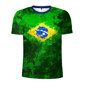 Мужская футболка 3D спортивная с принтом Бразилия в Белгороде, 100% полиэстер с улучшенными характеристиками | приталенный силуэт, круглая горловина, широкие плечи, сужается к линии бедра | brazil | country | бразилия | государство | страна | флаг | флаги