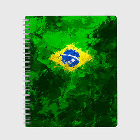 Тетрадь с принтом Бразилия в Белгороде, 100% бумага | 48 листов, плотность листов — 60 г/м2, плотность картонной обложки — 250 г/м2. Листы скреплены сбоку удобной пружинной спиралью. Уголки страниц и обложки скругленные. Цвет линий — светло-серый
 | brazil | country | бразилия | государство | страна | флаг | флаги