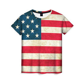 Женская футболка 3D с принтом США в Белгороде, 100% полиэфир ( синтетическое хлопкоподобное полотно) | прямой крой, круглый вырез горловины, длина до линии бедер | country | usa | америка | государство | соединённые штаты америки | страна | флаг | флаги | штаты