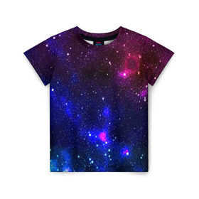 Детская футболка 3D с принтом Звёзды в Белгороде, 100% гипоаллергенный полиэфир | прямой крой, круглый вырез горловины, длина до линии бедер, чуть спущенное плечо, ткань немного тянется | вселенная | галактика | звезды | планеты | туманность