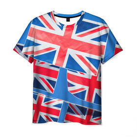 Мужская футболка 3D с принтом Британские флаги в Белгороде, 100% полиэфир | прямой крой, круглый вырез горловины, длина до линии бедер | англия | британия | великобритания