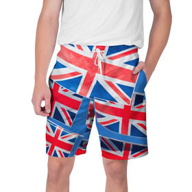 Мужские шорты 3D с принтом Британские флаги в Белгороде,  полиэстер 100% | прямой крой, два кармана без застежек по бокам. Мягкая трикотажная резинка на поясе, внутри которой широкие завязки. Длина чуть выше колен | англия | британия | великобритания