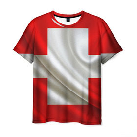 Мужская футболка 3D с принтом Швейцария в Белгороде, 100% полиэфир | прямой крой, круглый вырез горловины, длина до линии бедер | альпы | гордость | флаг