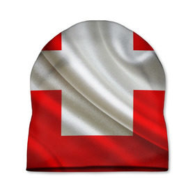 Шапка 3D с принтом Швейцария в Белгороде, 100% полиэстер | универсальный размер, печать по всей поверхности изделия | Тематика изображения на принте: альпы | гордость | флаг