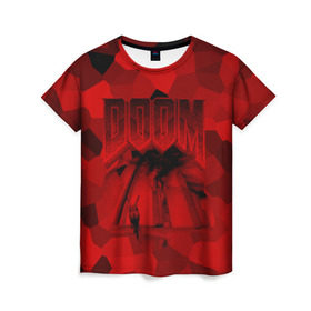 Женская футболка 3D с принтом Doom classic 3 в Белгороде, 100% полиэфир ( синтетическое хлопкоподобное полотно) | прямой крой, круглый вырез горловины, длина до линии бедер | 