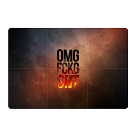 Магнитный плакат 3Х2 с принтом OMG FCKG SHT в Белгороде, Полимерный материал с магнитным слоем | 6 деталей размером 9*9 см | Тематика изображения на принте: fire | omg | буквы | мат | огонь