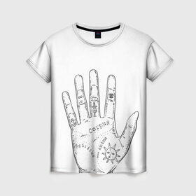 Женская футболка 3D с принтом Хиромантия в Белгороде, 100% полиэфир ( синтетическое хлопкоподобное полотно) | прямой крой, круглый вырез горловины, длина до линии бедер | магия | рука | хиромантия | эзотерика