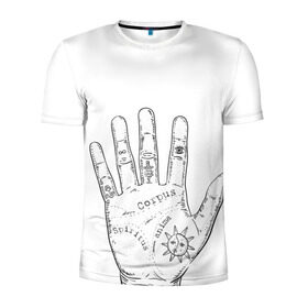Мужская футболка 3D спортивная с принтом Хиромантия в Белгороде, 100% полиэстер с улучшенными характеристиками | приталенный силуэт, круглая горловина, широкие плечи, сужается к линии бедра | магия | рука | хиромантия | эзотерика