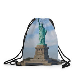 Рюкзак-мешок 3D с принтом Статуя свободы в Белгороде, 100% полиэстер | плотность ткани — 200 г/м2, размер — 35 х 45 см; лямки — толстые шнурки, застежка на шнуровке, без карманов и подкладки | америка | сша