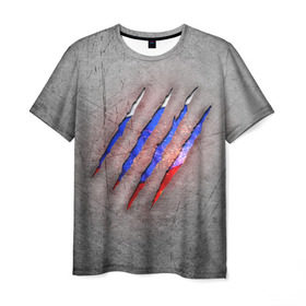 Мужская футболка 3D с принтом Русский изнутри в Белгороде, 100% полиэфир | прямой крой, круглый вырез горловины, длина до линии бедер | patriot | russia | искры | металл | патриот | россия | русский | сталь | триколор | флаг | царапина