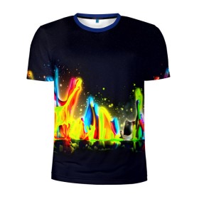 Мужская футболка 3D спортивная с принтом Взрыв красок в Белгороде, 100% полиэстер с улучшенными характеристиками | приталенный силуэт, круглая горловина, широкие плечи, сужается к линии бедра | абстракция | абстракция красок | брызги | краска | цветные