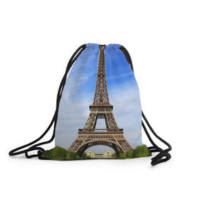 Рюкзак-мешок 3D с принтом Эйфелева башня в Белгороде, 100% полиэстер | плотность ткани — 200 г/м2, размер — 35 х 45 см; лямки — толстые шнурки, застежка на шнуровке, без карманов и подкладки | france | франция | эфелева