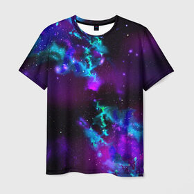 Мужская футболка 3D с принтом Звездное небо в Белгороде, 100% полиэфир | прямой крой, круглый вырез горловины, длина до линии бедер | Тематика изображения на принте: вселенная | галактика | звезды | планеты | туманность