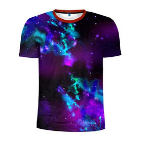 Мужская футболка 3D спортивная с принтом Звездное небо в Белгороде, 100% полиэстер с улучшенными характеристиками | приталенный силуэт, круглая горловина, широкие плечи, сужается к линии бедра | вселенная | галактика | звезды | планеты | туманность