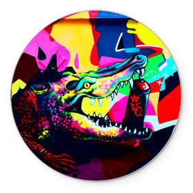 Коврик круглый с принтом Крокодил в Белгороде, резина и полиэстер | круглая форма, изображение наносится на всю лицевую часть | Тематика изображения на принте: цветной | яркий